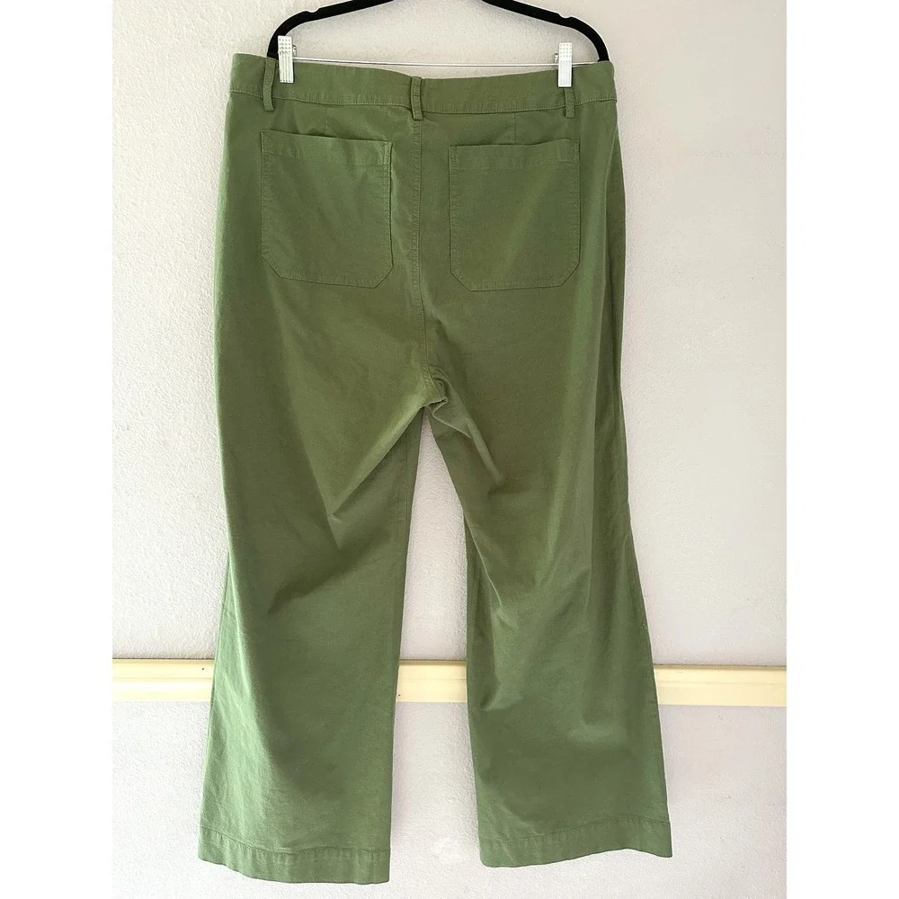 J.Crew Lizzie High Rise Patch Pocket Wide Leg Pant Preppy Cotton Linen Size 34‎